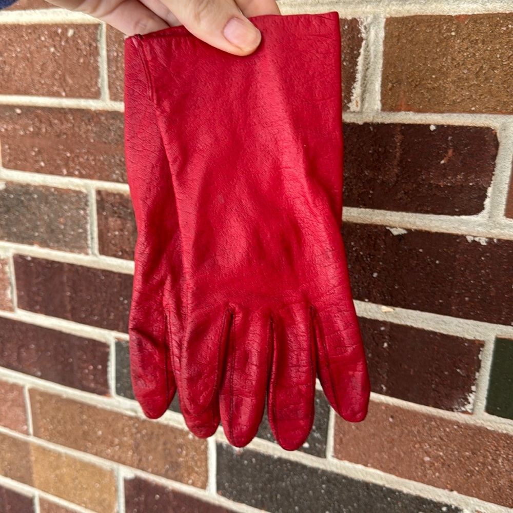 Vintage Fownes Red Leather Gloves